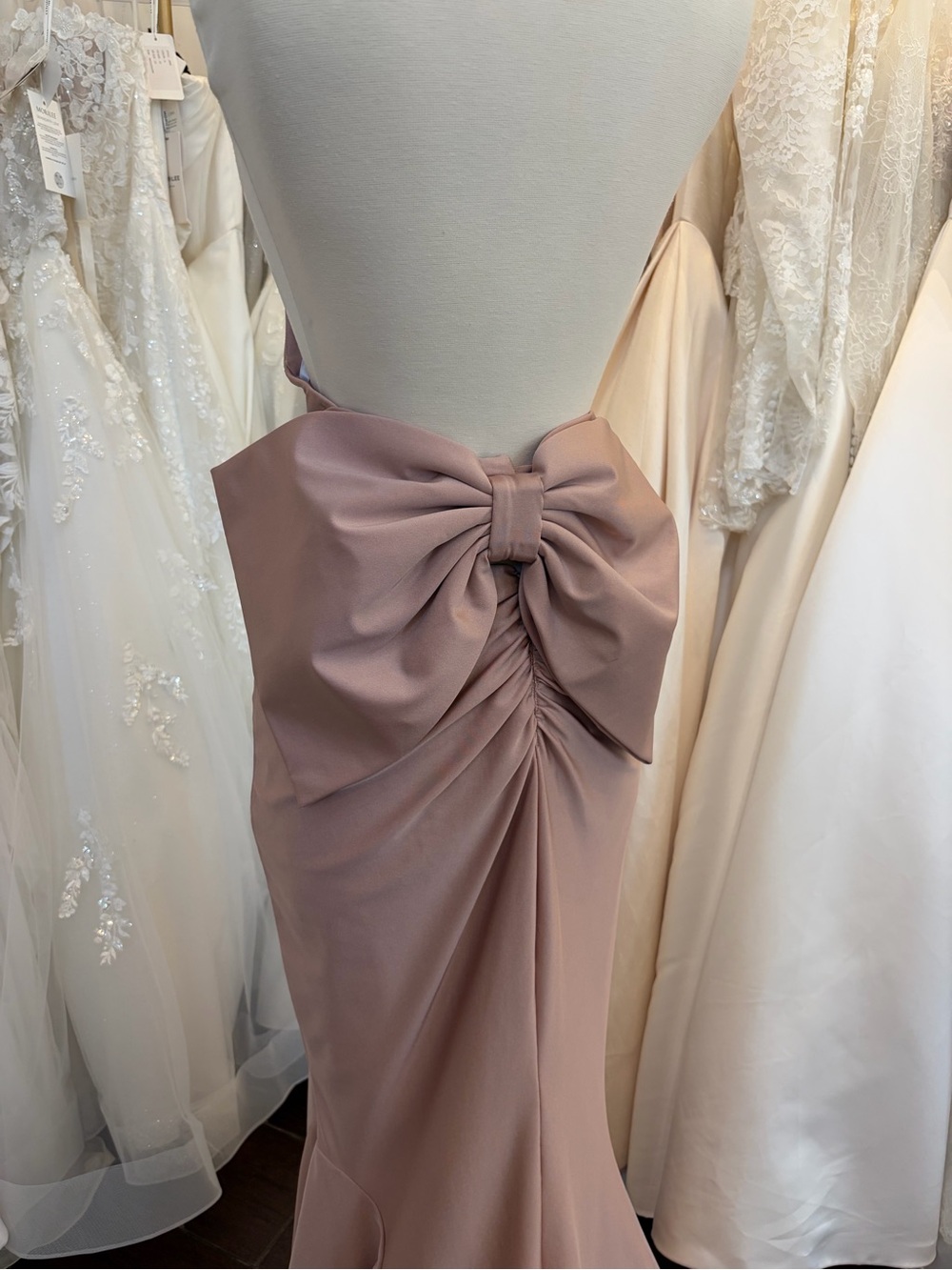 Bari Jay Dusty Rose Halter Mermaid Gown